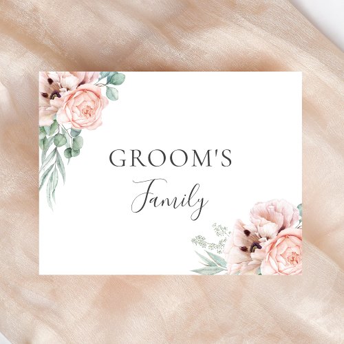 Katrina Pink Floral Grooms Family Wedding Sign