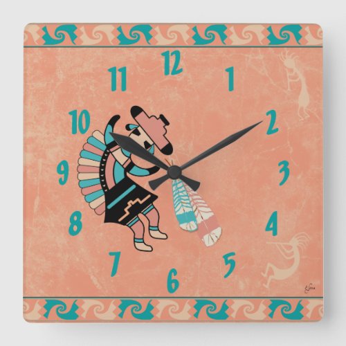 Katsina Kachina Dancer Square Wall Clock