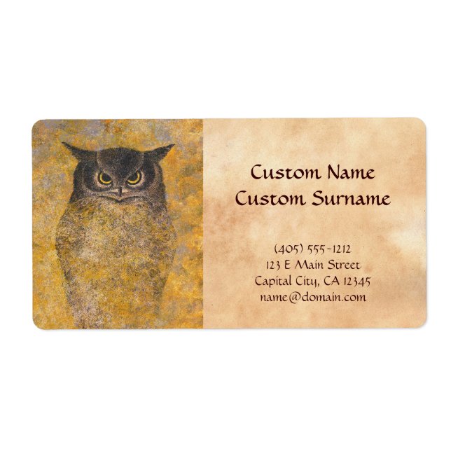 Katsuda Yukio Owl japanese oriental fine art Label (Front)