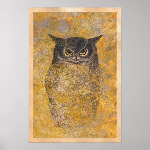 Katsuda Yukio Owl japanese oriental fine art Poster