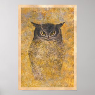 Katsuda Yukio Owl japanese oriental fine art Poster