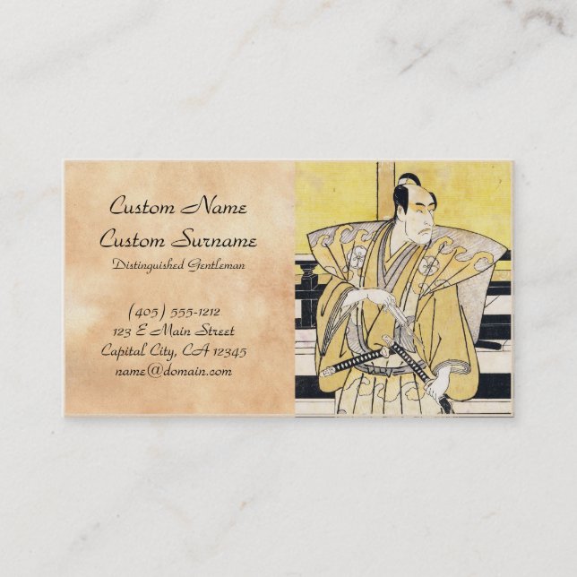 Katsukawa Shunsho Actor as Samurai Katana art Business Card (Front)