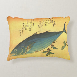 Katsuo (Skipjack Tuna) - Hiroshige's Colorful Fish Accent Pillow