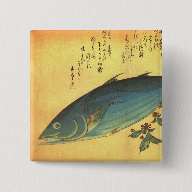 Katsuo (Skipjack Tuna) - Hiroshige's Colorful Fish Button (Front)