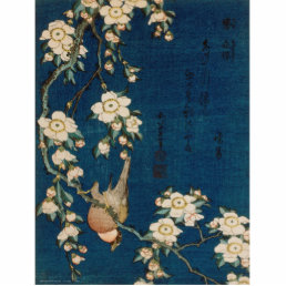 Katsushika Hokusai 葛飾 北斎 Goldfinch and Cherry Tree Statuette