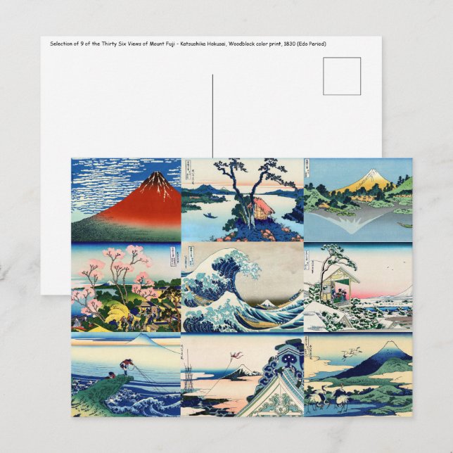 Katsushika Hokusai - 36 Views of Mt Fuji Selection Postcard (Front/Back)