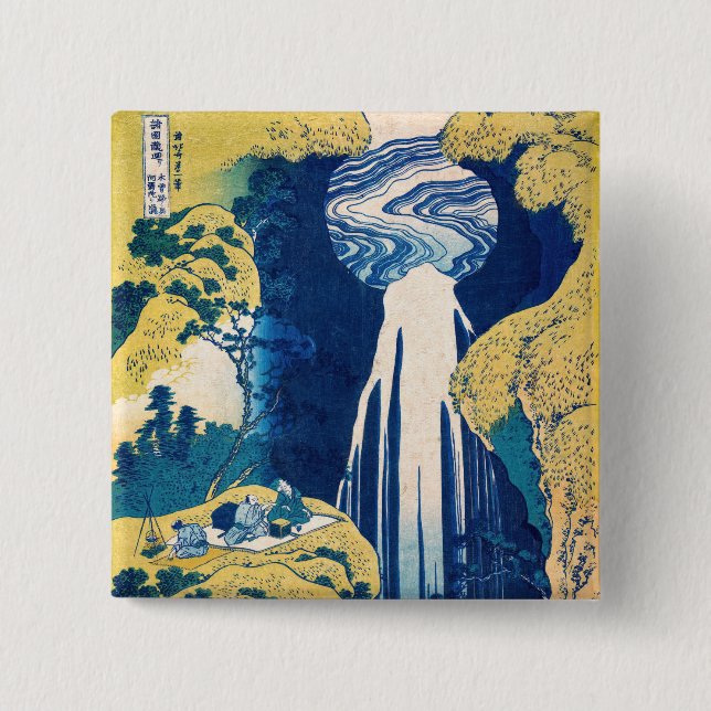 Katsushika Hokusai - Amida Falls Button (Front)