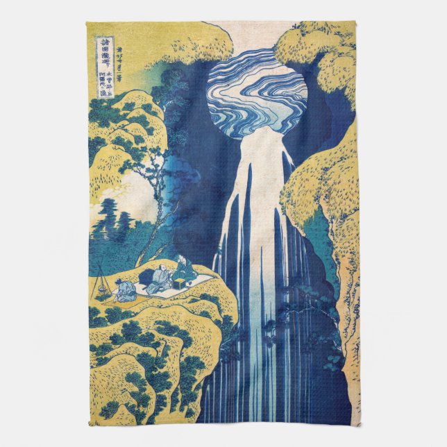 Katsushika Hokusai - Amida Falls Kitchen Towel (Vertical)