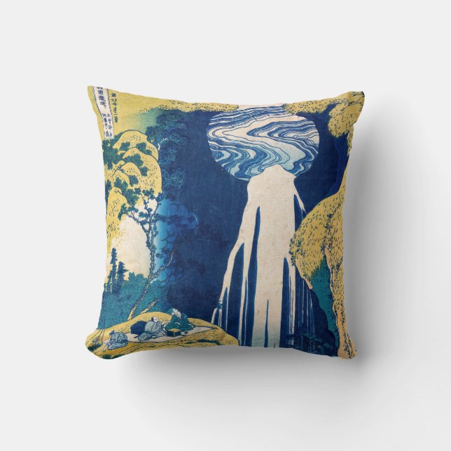 Katsushika Hokusai - Amida Falls Throw Pillow (Front)