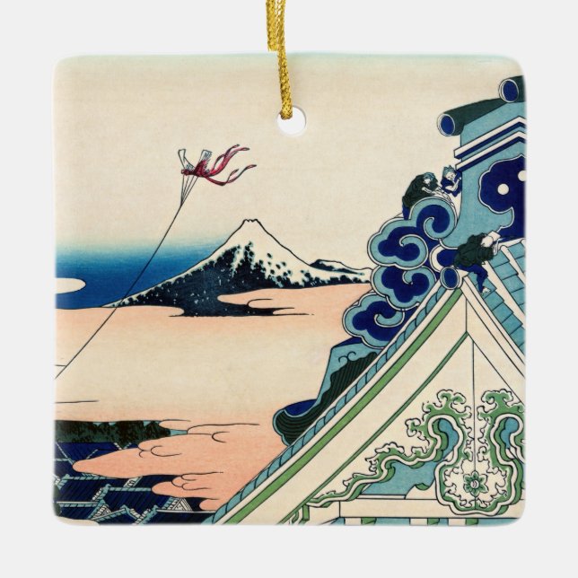 Katsushika Hokusai - Asakusa Honganji temple, Edo Ceramic Ornament (Front)
