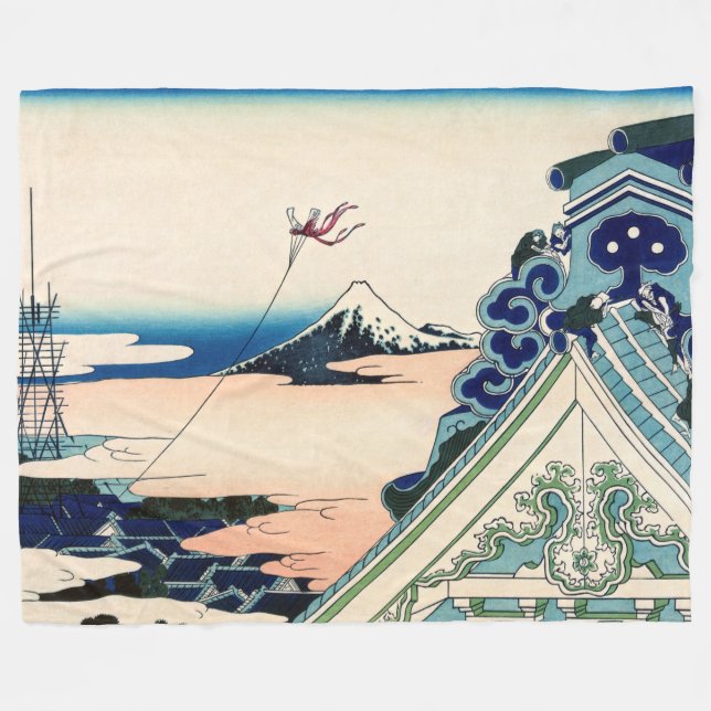 Katsushika Hokusai - Asakusa Honganji temple, Edo Fleece Blanket (Front (Horizontal))
