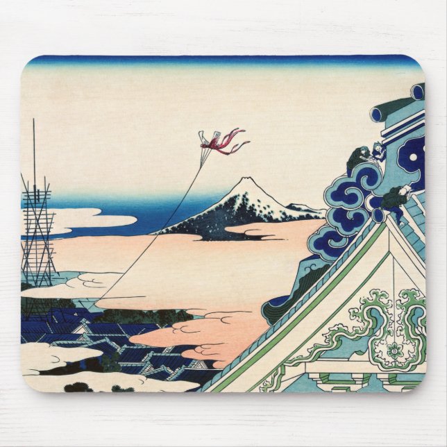 Katsushika Hokusai - Asakusa Honganji temple, Edo Mouse Pad (Front)