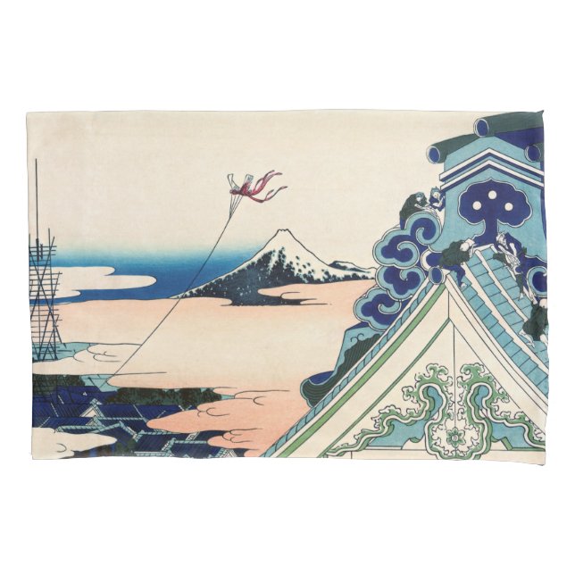 Katsushika Hokusai - Asakusa Honganji temple, Edo Pillow Case (Front)