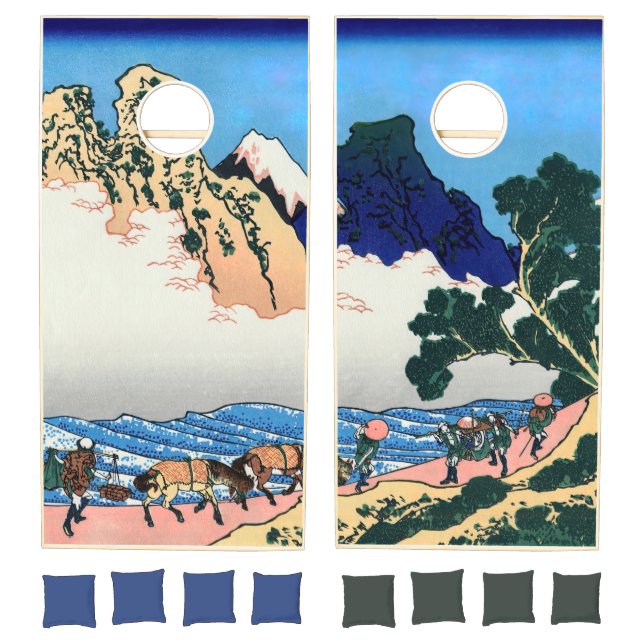 Katsushika Hokusai - Back of Fuji, Minobu river Cornhole Set (Set)