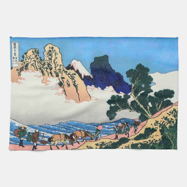 Katsushika Hokusai - Back of Fuji, Minobu river Kitchen Towel (Horizontal)