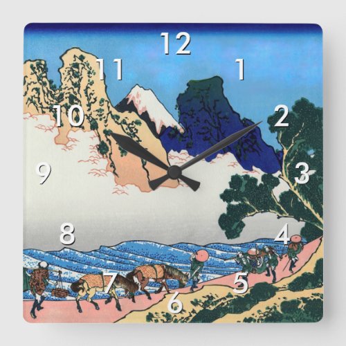 Katsushika Hokusai _ Back of Fuji Minobu river Square Wall Clock