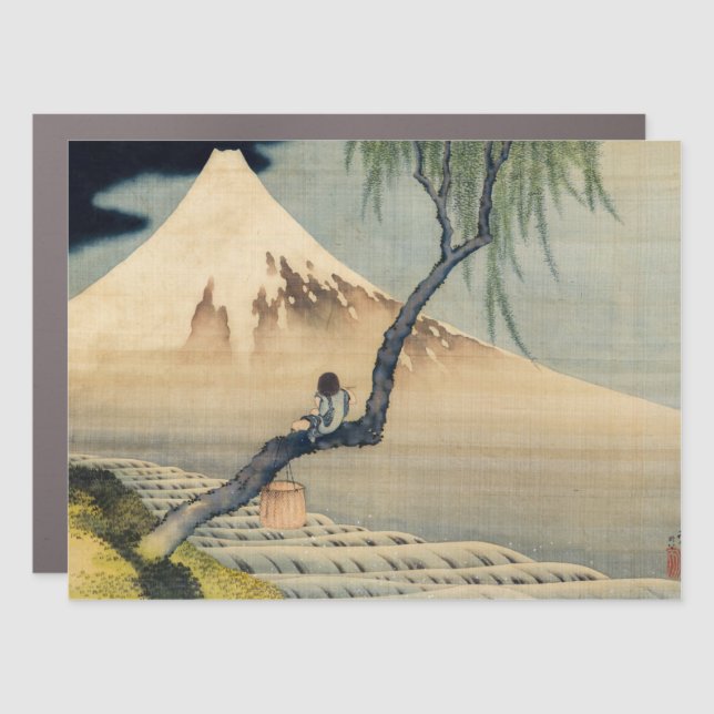 Katsushika Hokusai - Boy Viewing Mount Fuji Car Magnet (Front)