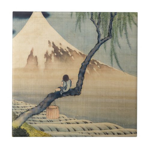 Katsushika Hokusai _ Boy Viewing Mount Fuji Ceramic Tile