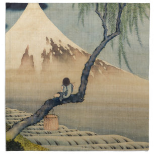 Katsushika Hokusai - Boy Viewing Mount Fuji Cloth Napkin