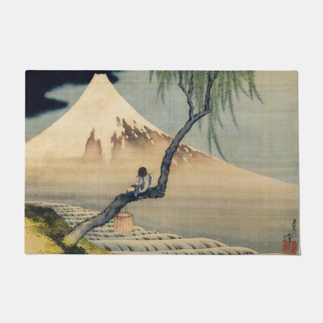 Katsushika Hokusai - Boy Viewing Mount Fuji Doormat (Front)