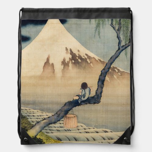 Katsushika Hokusai _ Boy Viewing Mount Fuji Drawstring Bag