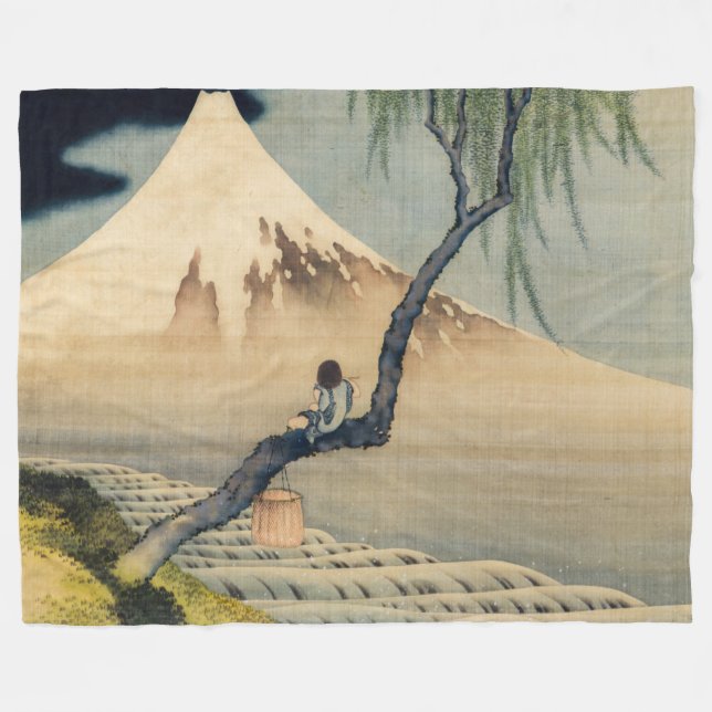 Katsushika Hokusai - Boy Viewing Mount Fuji Fleece Blanket (Front (Horizontal))