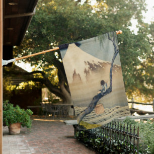 Katsushika Hokusai - Boy Viewing Mount Fuji House Flag