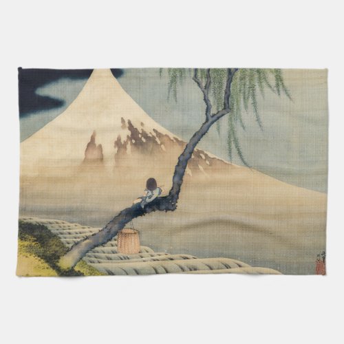 Katsushika Hokusai _ Boy Viewing Mount Fuji Kitchen Towel