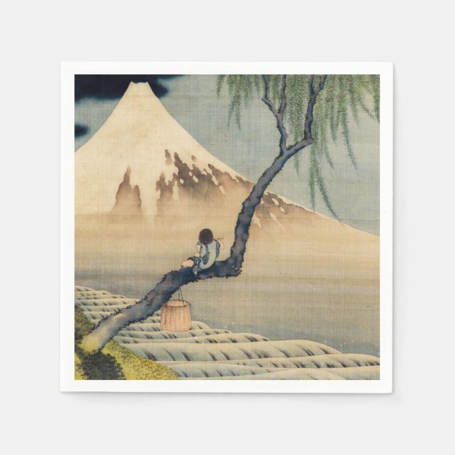 Katsushika Hokusai - Boy Viewing Mount Fuji Napkins (Front)