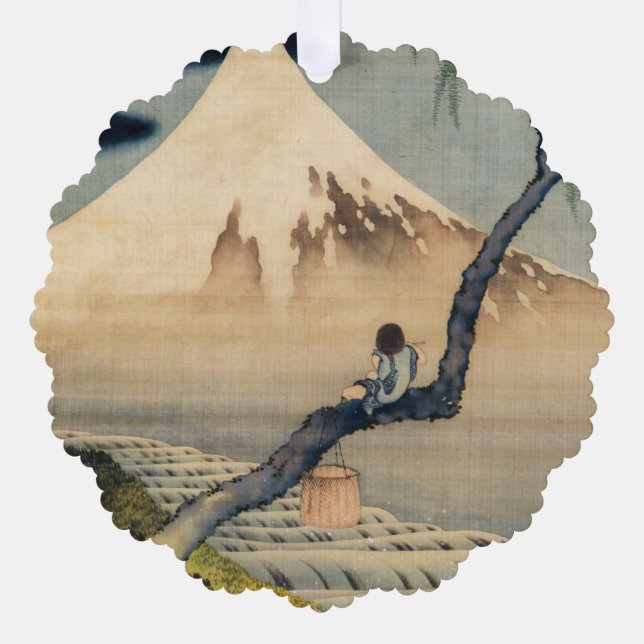 Katsushika Hokusai - Boy Viewing Mount Fuji Ornament Card (Front)