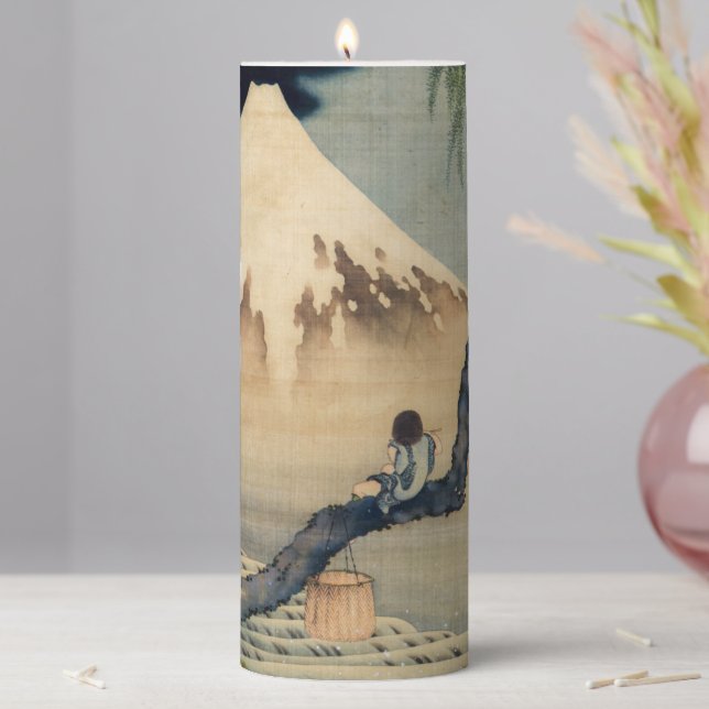 Katsushika Hokusai - Boy Viewing Mount Fuji Pillar Candle (In Situ)