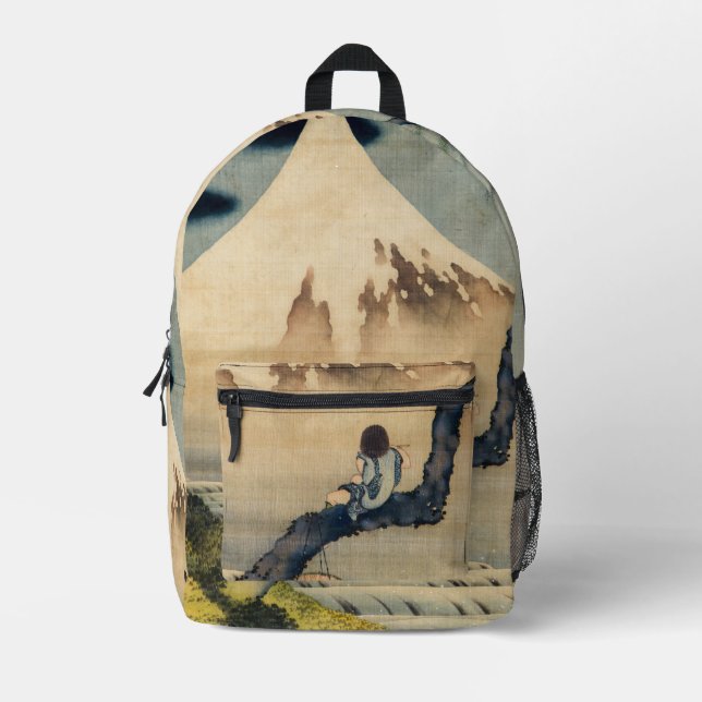Katsushika Hokusai - Boy Viewing Mount Fuji Printed Backpack (Front)