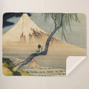 Katsushika Hokusai - Boy Viewing Mount Fuji Sherpa Blanket