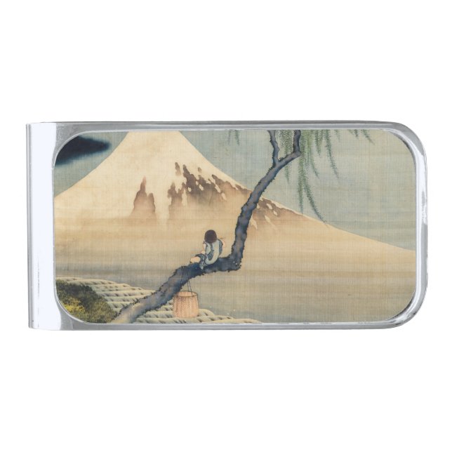 Katsushika Hokusai - Boy Viewing Mount Fuji Silver Finish Money Clip (Front)