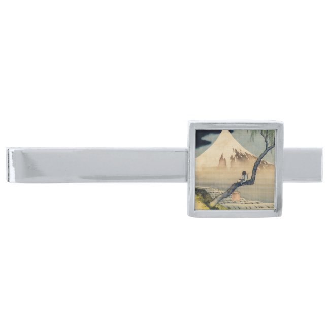 Katsushika Hokusai - Boy Viewing Mount Fuji Silver Finish Tie Bar (Front)