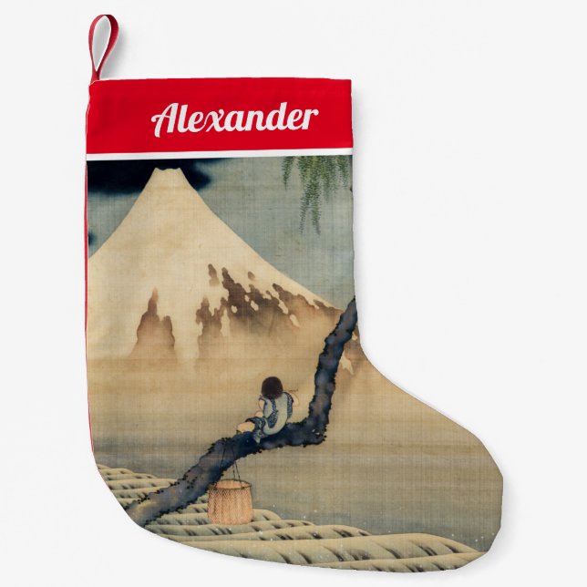 Katsushika Hokusai - Boy Viewing Mount Fuji Small Christmas Stocking (Front)