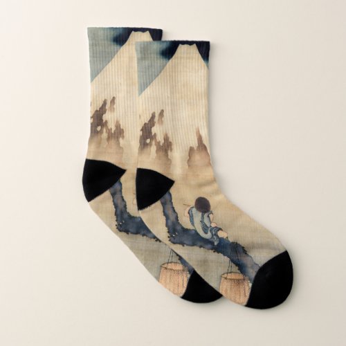 Katsushika Hokusai _ Boy Viewing Mount Fuji Socks