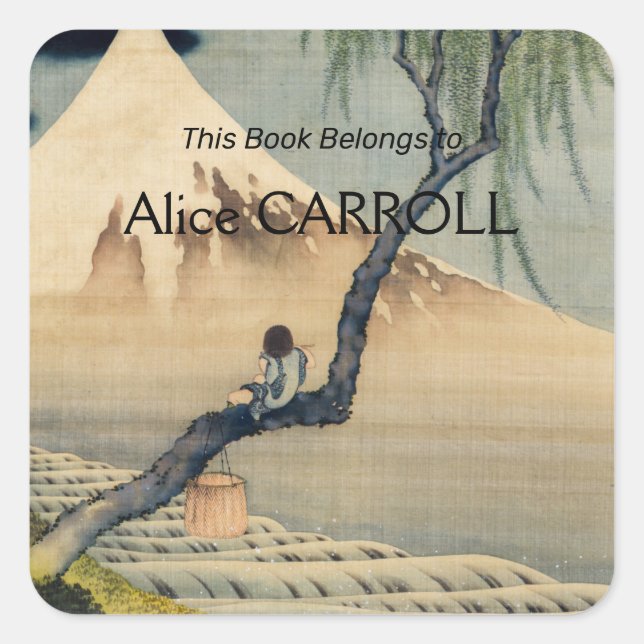 Katsushika Hokusai - Boy Viewing Mount Fuji Square Sticker (Front)