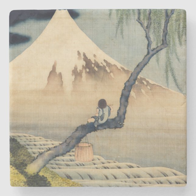 Katsushika Hokusai - Boy Viewing Mount Fuji Stone Coaster (Front)
