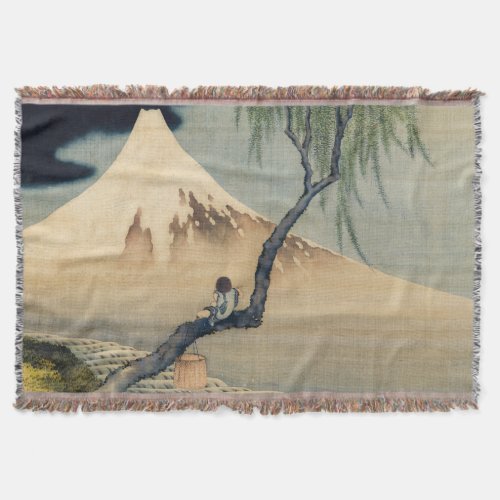 Katsushika Hokusai _ Boy Viewing Mount Fuji Throw Blanket