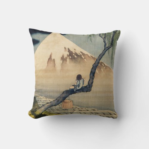 Katsushika Hokusai _ Boy Viewing Mount Fuji Throw Pillow