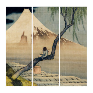 Katsushika Hokusai - Boy Viewing Mount Fuji Triptych