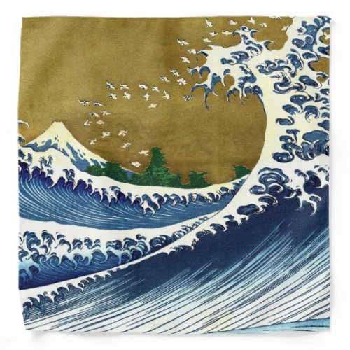 Katsushika Hokusai _ Colored Big Wave Bandana