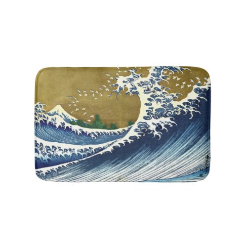 Katsushika Hokusai _ Colored Big Wave Bath Mat