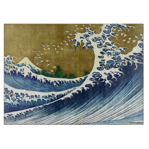 Katsushika Hokusai _ Colored Big Wave Cutting Board