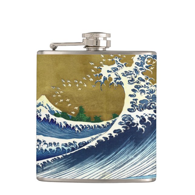 Katsushika Hokusai - Colored Big Wave Flask (Front)