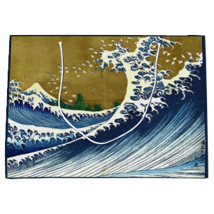 Katsushika Hokusai - Colored Big Wave Large Gift Bag
