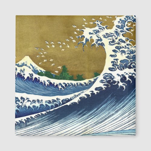 Katsushika Hokusai _ Colored Big Wave Magnet