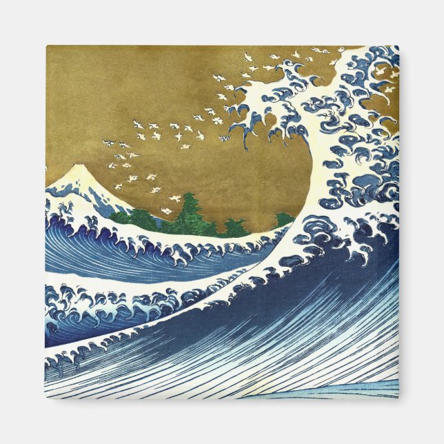 Katsushika Hokusai - Colored Big Wave Magnet (Front)