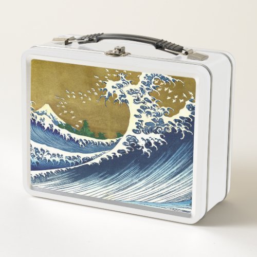 Katsushika Hokusai _ Colored Big Wave Metal Lunch Box